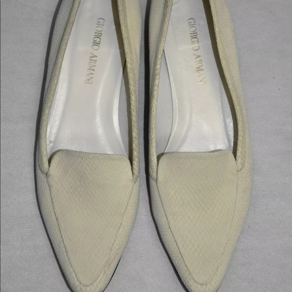 Armani Ivory Snake Loafers - Auththentic
